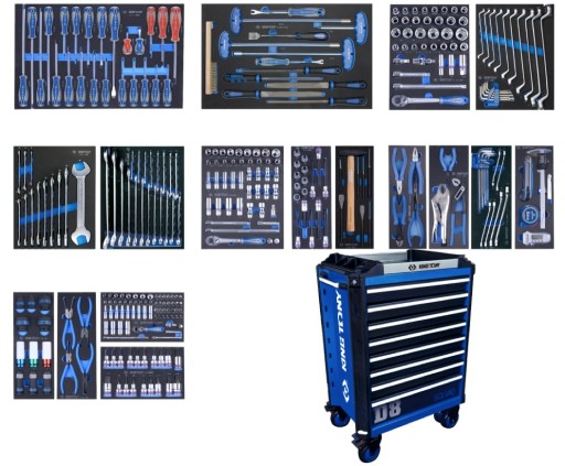 Тумба на тележке для инструментов 325 Tools King Tony - Тележка SQUAD с 8 ящиками