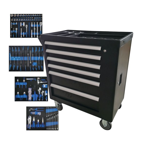 Шкаф для инструментов, тележка мастерская с оборудованием на колесах, 124 шт.