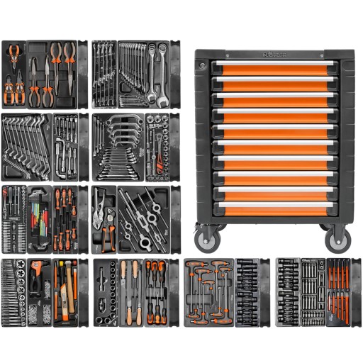 Шафа для інструментів, візок з приладдям, 630 предметів, 10 ящиків Richmann C2273