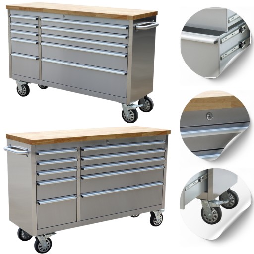 VIBER-SYSTEM 560S Шкаф инструментальный из нержавеющей стали, 10 ящиков, колеса