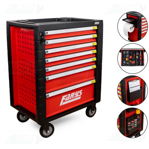 Шафа для майстерні на 7 ящиків, червона, з аксесуарами FR4064.5