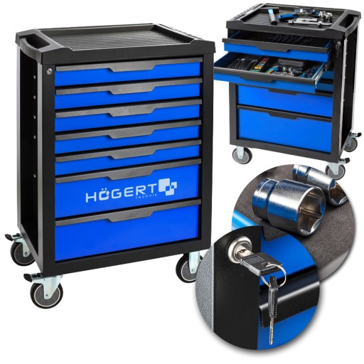 Шкаф для мастерской, тележка, ящик с 7 ящиками Hoegert HT7G048