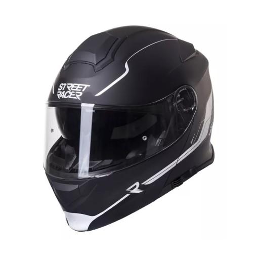 Мотоциклетний шолом Street Racer SR V1 Flip Up Black and White Розмір: M