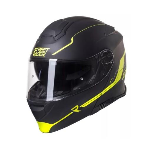 Мотоциклетний шолом Street Racer SR V1 Flip Up Black/Fluo Yellow Розмір: S
