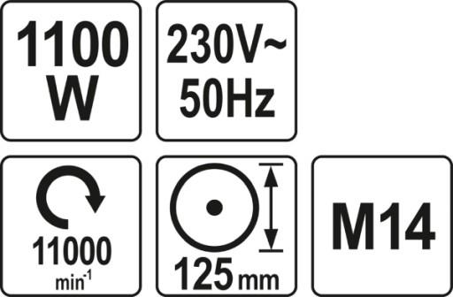 Угловая шлифовальная машина 125мм, 230В, 1100Вт