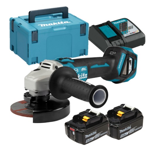 Беспроводная угловая шлифовальная машина. 18 В Makita DGA513RTJ 2x5 Ач