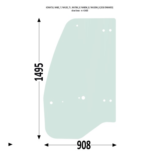 42w5641400 - Стекло левой двери Komatsu KOMATSU WA80 - 7 WA100-7 WA70M - 8 WA80M - 8 WA100M-8