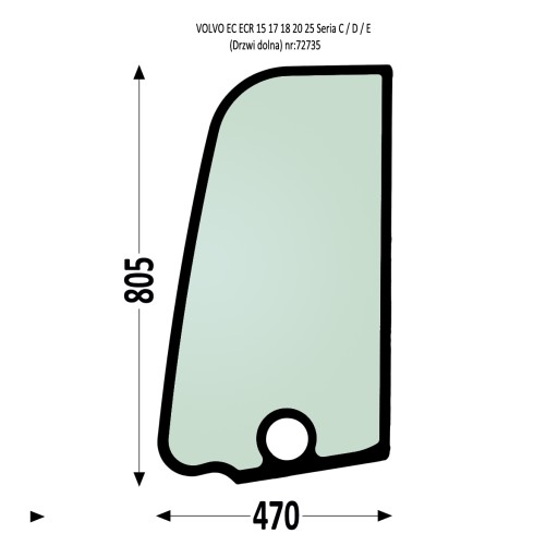 17482656 - Стекло двери левое Volvo ECR25D EC15D EC18D EC20D EC27D