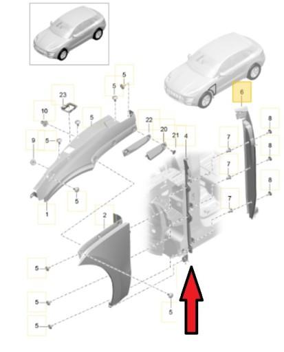 95B809573BYGRV - Брызговик левый PORSCHE MACAN 95b809573