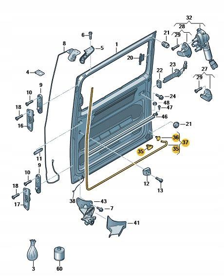 7E0843785A - T5 T6 прокладка сдвижной двери левая датчик OE