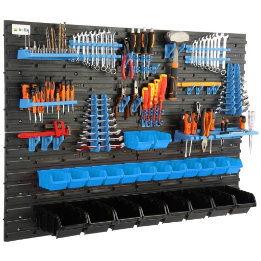 ИНСТРУМЕНТАЛЬНАЯ ПАНЕЛЬ ДЛЯ МАСТЕРСКОЙ СТЕНА 115X78 СМ, 22 ЛОТКА, ГАРАЖНАЯ ПОЛКА