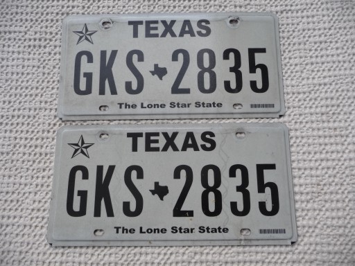 Номерной знак США 2X TEXAS GKS 2835