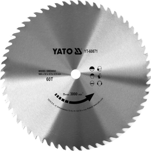 Диск для дерева без WIDII 500x60tx32mm Yato