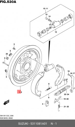 53110-81A01 - ЛИСТ КРЫШКИ ЩИТКА АНКЕРА ПРАВЫЙ ЗАДНИЙ JIMNY