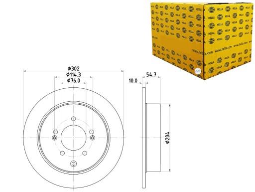 8DD 355 126-911 - ТОРМОЗНЫЕ ДИСКИ 2 ШТ. ОКРАШЕННАЯ ЗАДНЯЯ ЧАСТЬ HY KIA HELLA