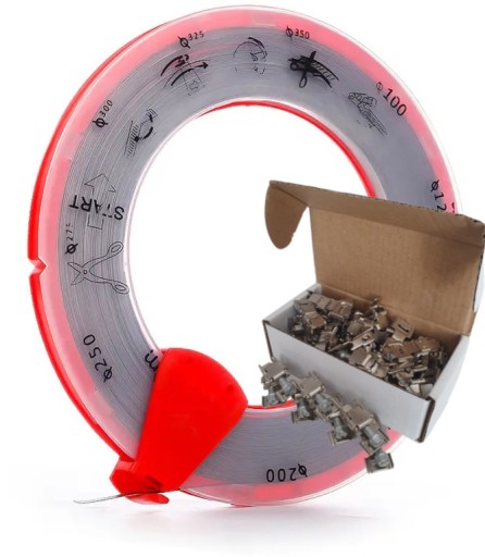 ЛЕНТА СТАЛЬНАЯ 9х0,6мм ДЛЯ ЛЕНТ 30м + ЗАЖИМЫ