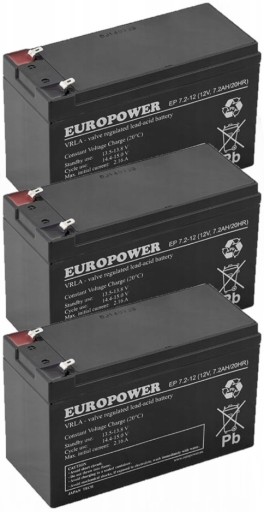 АККУМУЛЯТОРЫ TBC3 КОМПЛЕКТ АККУМУЛЯТОРОВ ДЛЯ ИБП APC EATON POWERWALKER 3x EP 7.2-12
