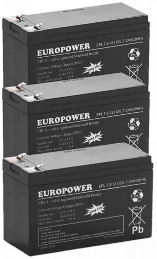АККУМУЛЯТОРЫ TBC3 КОМПЛЕКТ АККУМУЛЯТОРОВ ДЛЯ ИБП APC EATON POWERWALKER 3x EPL 7.2-12