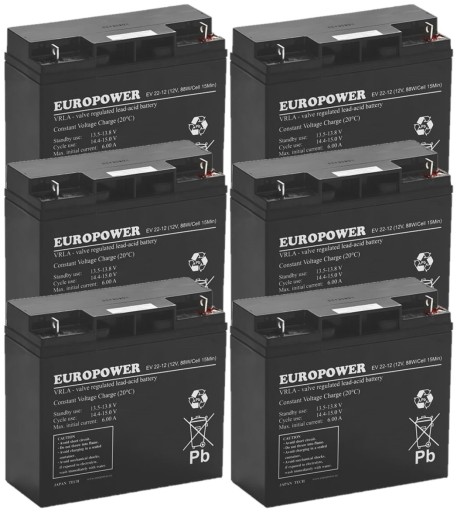 АККУМУЛЯТОРЫ TBC70 КОМПЛЕКТ АККУМУЛЯТОРОВ ДЛЯ ИБП APC EATON POWERWALKER 6x EV 22-12