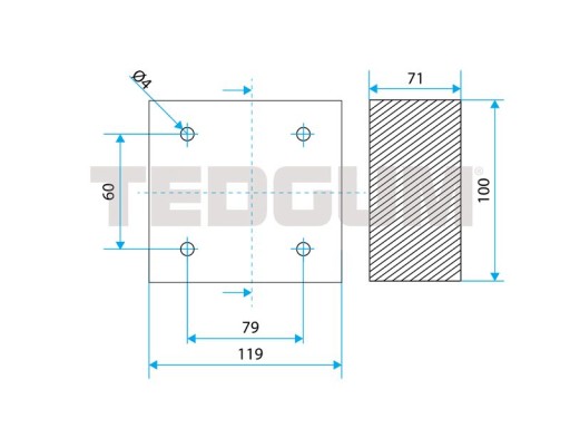 TED00849900_A_gabaryt РЕЗИНОВАЯ ШАЙБА ДЛЯ ПОДЪЕМНИКА