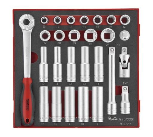 TENG TOOLS TED1227 Ключі торцеві 1/2 Набір 27 шт.