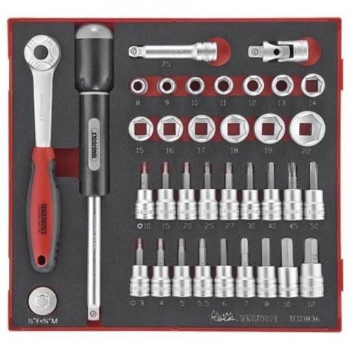 TENG TOOLS TED3836 Ключі торцеві 3/8 Набір 36 шт.