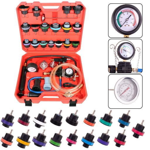 ТЕСТЕР УТЕЧЕК ДЛЯ РАДИАТОРОВ, ТЕМПЕРАТУРА СИСТЕМЫ ОХЛАЖДЕНИЯ, 28 шт.