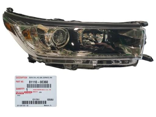 81110-0E360 - ФАРА TOYOTA HIGHLANDER ПЕРЕДНЯЯ ПРАВАЯ 811100E360