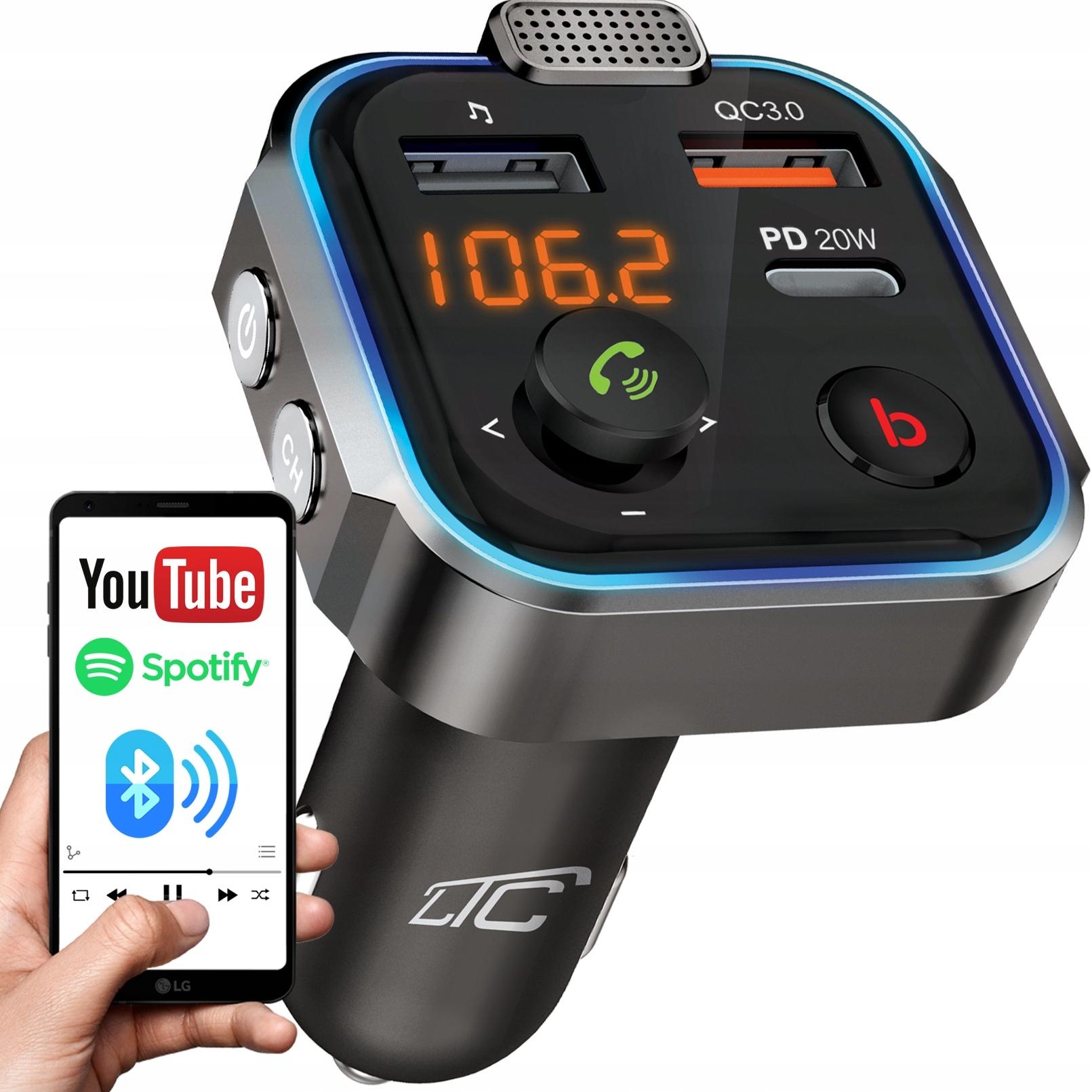 FM-ПЕРЕДАВАЧ BLUETOOTH ШВИДКИЙ ЗАРЯДНИЙ ПРИСТРІЙ QC USB PD
