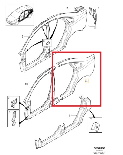 31353199 - КРИЛО ЗАДНЕ ПРАВЕ VOLVO S40 II 04-12