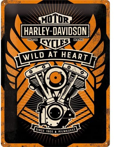 Табличка-вывеска Harley-Davidson Motorcycles Wild Heart 30x40 Nostalgic 63310