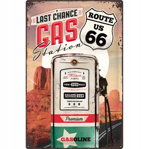 Табличка вывеска ROUTE 66 США GASOLINE олово 40x60