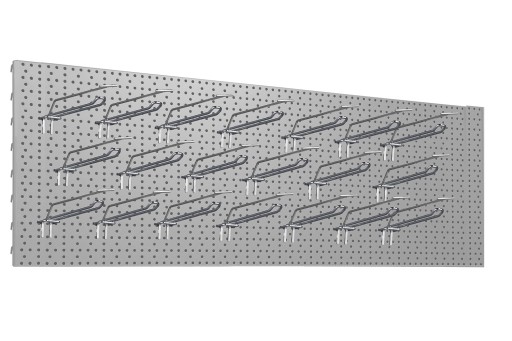 Дошка майстерня 1250x400 сіра + 20x подвійні вішалки L-200
