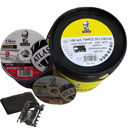 Металевий щит 125x1,0 мм INOX 100 штук і карта виживання Atlas 850118