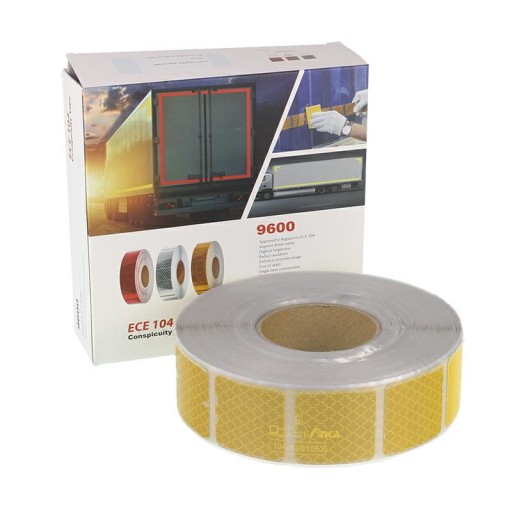 Лента светоотражающая в рулоне 50Мб Желтая 3-го поколения, прерывистая, Контур ТО