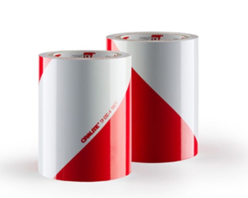 Червоно-біла світловідбиваюча стрічка тип I - набір 2 рулони, 9 метрів, ширина 14,1 см.