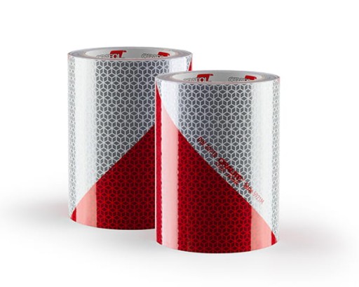 Лента светоотражающая красно-белая тип II - комплект из 2 рулонов, 9 метров, ширина 14,1 см.