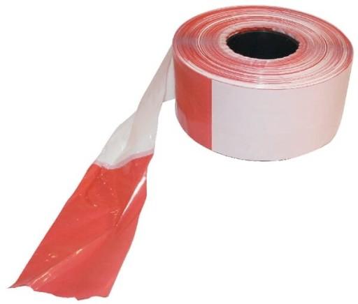 Маркировочная лента-предупреждающая, красно-белая 80 мм