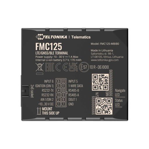 Teltonika FMC125, трекер, GPS локатор, GNSS, 4G LTE cat 1, Bluetooth