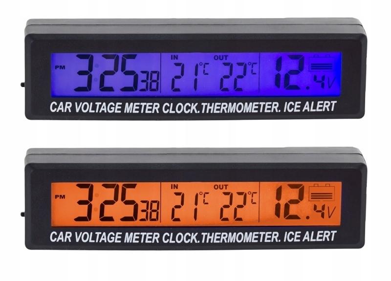 Автомобильный термометр часы вольтметр 3in1