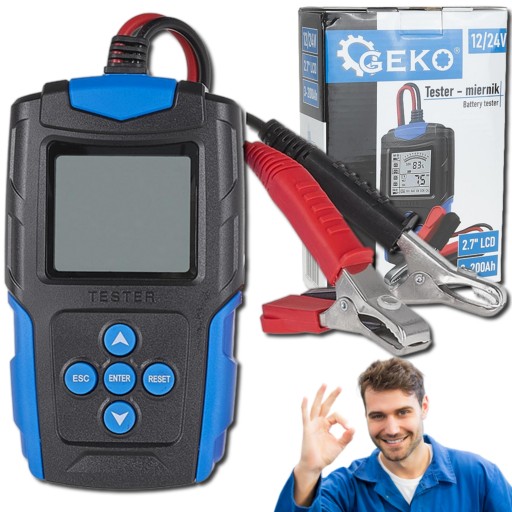 Тестер аккумулятора 12–24 В, 3–200 Ач, цифровой измеритель, ЖК-дисплей 2,7 дюйма