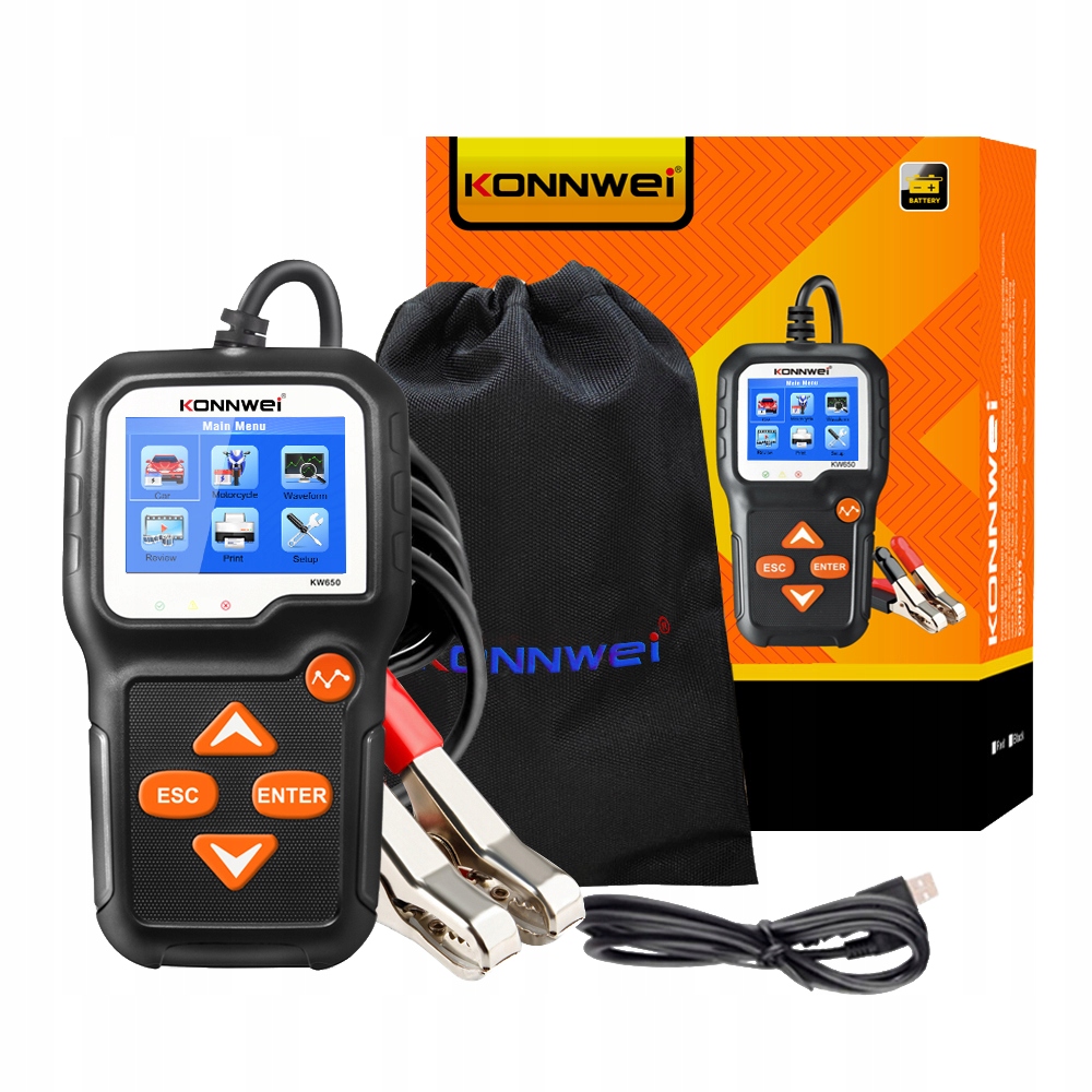 Тестер батареи 6-12V Konnwei KW650 - меню ru