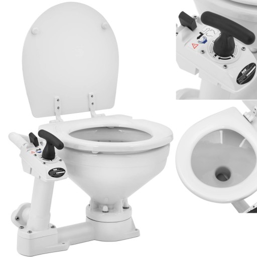 10061964 - Стаціонарний керамічний туалет для яхт з ручним насосом 230 x 210 мм