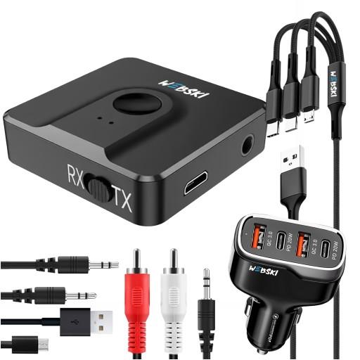 Передавач Bluetooth зарядний пристрій 4xUSB кабель 3in1