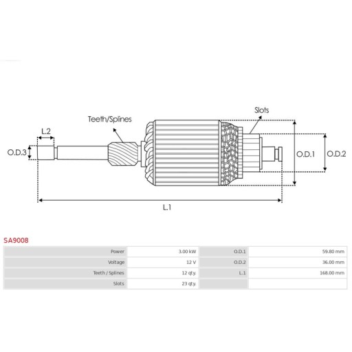 SA9008 - Якір, стартер-PLSA9008