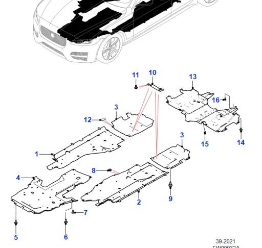 T2H22686 - Задняя защита днища L Jaguar Xf X260 2016- ART. T2H22686