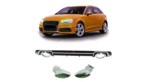 Задний диффузор с насадками выхлопной системы AUDI A3 до рестайлинга 2012-2016 гг.