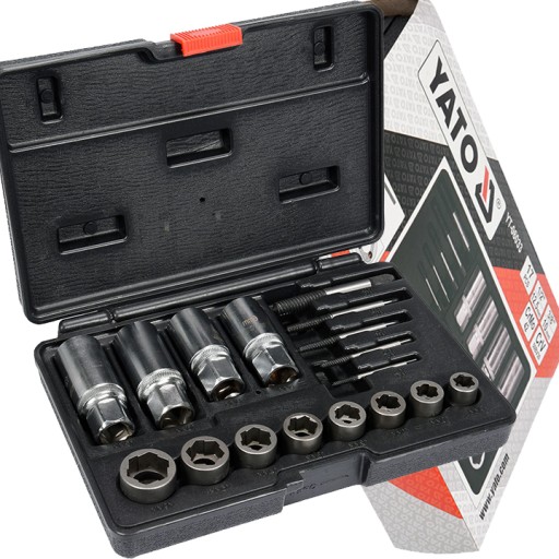 УНИВЕРСАЛЬНЫЙ НАБОР ЭКСТРАКТОРОВ ДЛЯ СЛОМАННЫХ ВИНТОВ 17 ШТ YATO