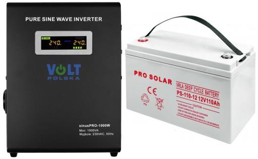 ДБЖ АВАРІЙНЕ ЖИВЛЕННЯ SINUS PRO 1000W 700W ФІКСОВАНА ФАЗА + БАТАРЕЯ 12V 110AH