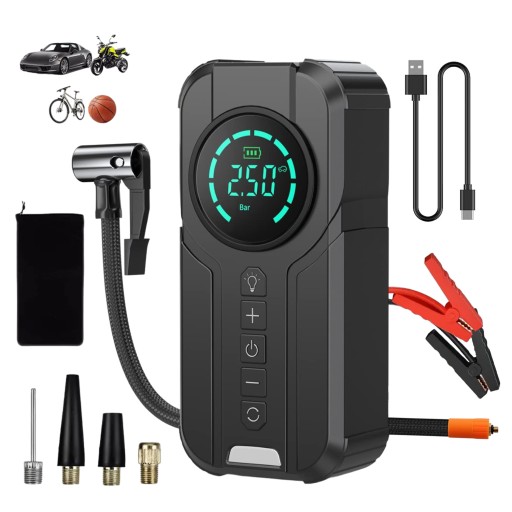 ПУСКОВОЕ УСТРОЙСТВО КОМПРЕССОР УСИЛИТЕЛЬ СТАРТЕР POWERBANK 4IN1 1000A